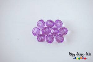 10 mm-es csiszolt gömb akrilgyöngy - lila