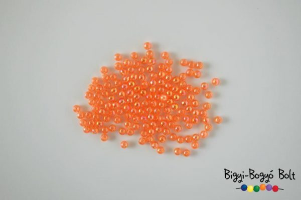 4 mm-es irizáló akrilgyöngy - narancssárga