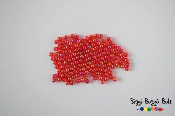 4 mm-es irizáló akrilgyöngy - piros