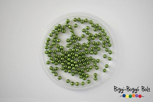 4 mm-es viaszgyöngyök - zöld