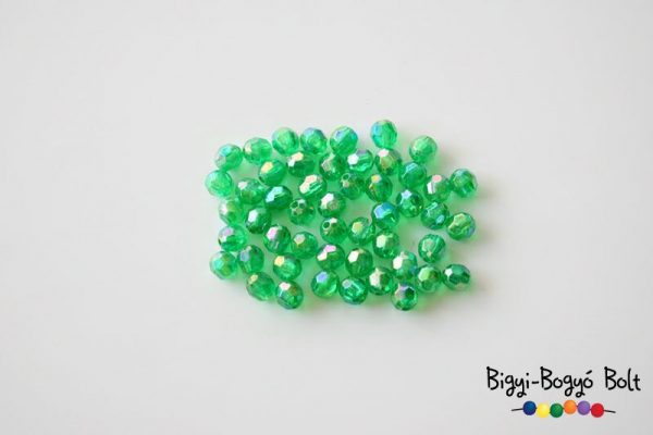 6 mm-es csiszolt gömb akrilgyöngy - zöld