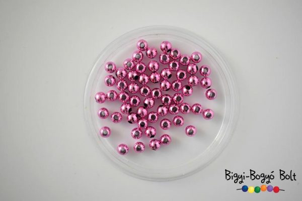 6 mm-es fémgyöngy - rózsaszín