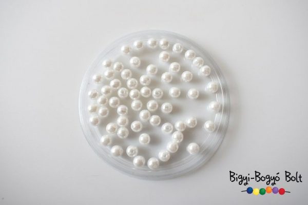 6 mm-es viaszgyöngyök - fehér